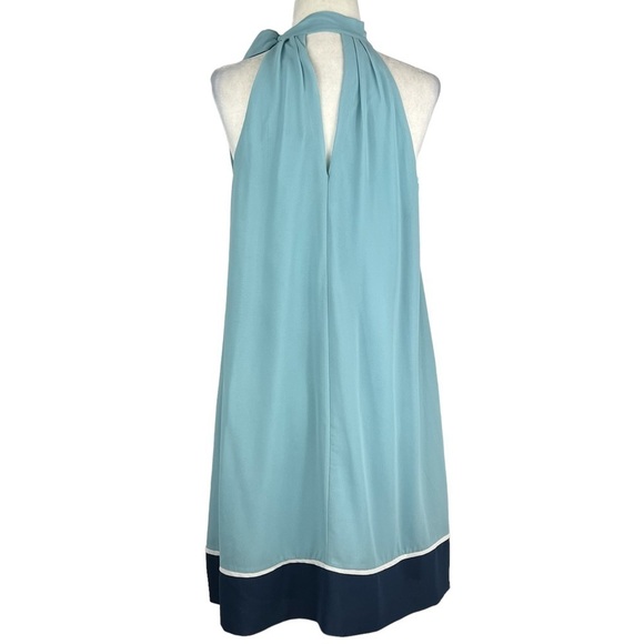 SHE & SKY SLEEVELESS TIE‎ NECK LINED FLOWY A-LINE MINI DRESS - Picture 5 of 12